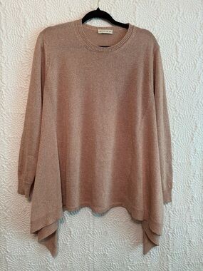 Etro 46 Rose Gold Shimmer Asymmetrical Crewneck Sweater, L/XL